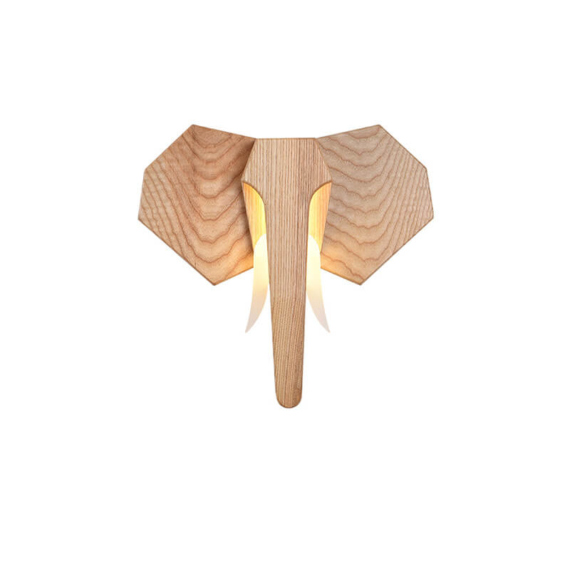 Nordic Creative Solid Wood Elephant Shape LED Wall Sconce