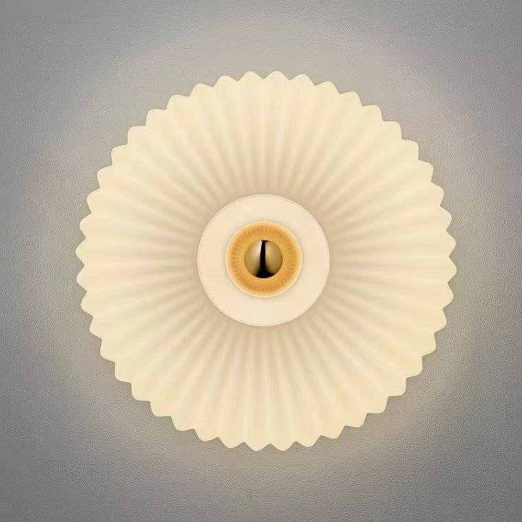 Contemporary Nordic Iron Striped Glass Round Wall Sconce