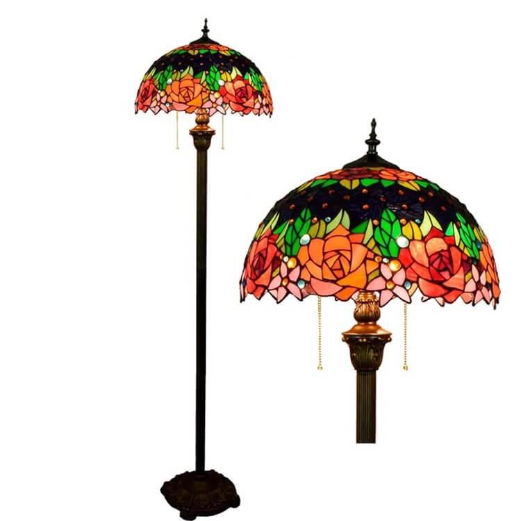 Tiffany Stained Glass 2-Light Floor Lamp