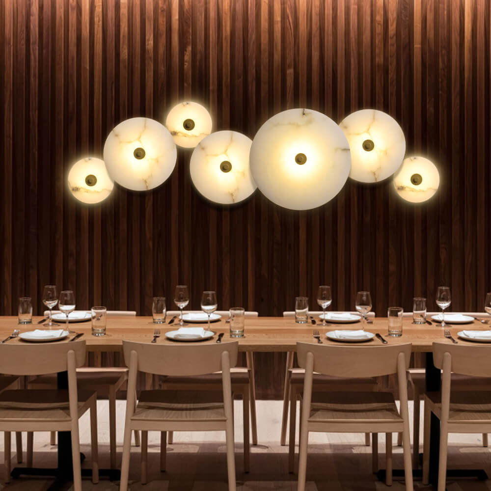Contemporary Luxury Round Marble Iron LED Wall Sconce