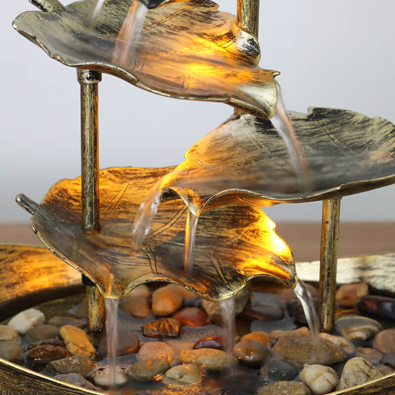 Creative Lotus Leaf Yuanbao Flowing Fountain LED Table Lamp