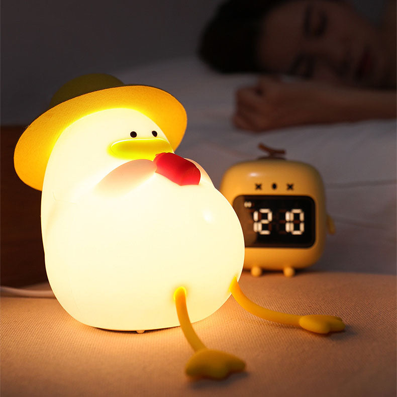 Creative Cartoon Silicone Duck Pat LED Night Table Lamp