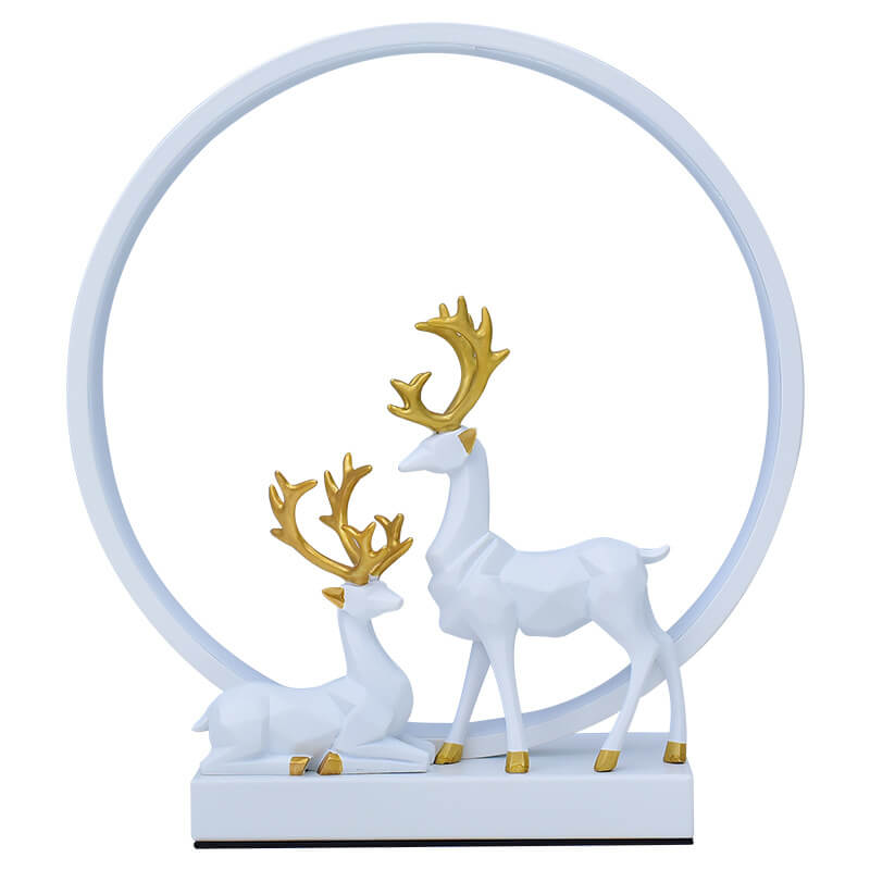 Nordic Iron Acrylic Circle Deer USB Plug-in LED Table Lamp