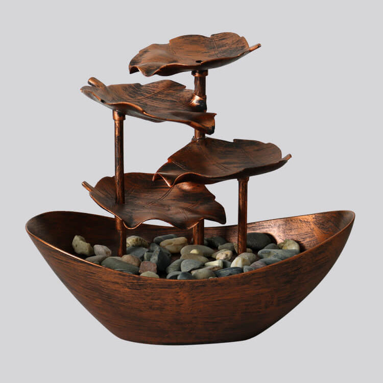 Creative Lotus Leaf Yuanbao Flowing Fountain LED Table Lamp