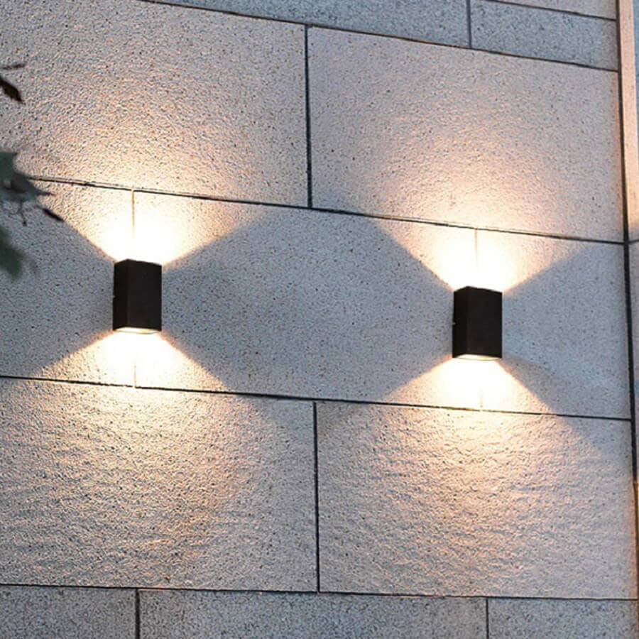 Modern Pure Black Rectangular Waterproof Aluminum LED Wall Sconce