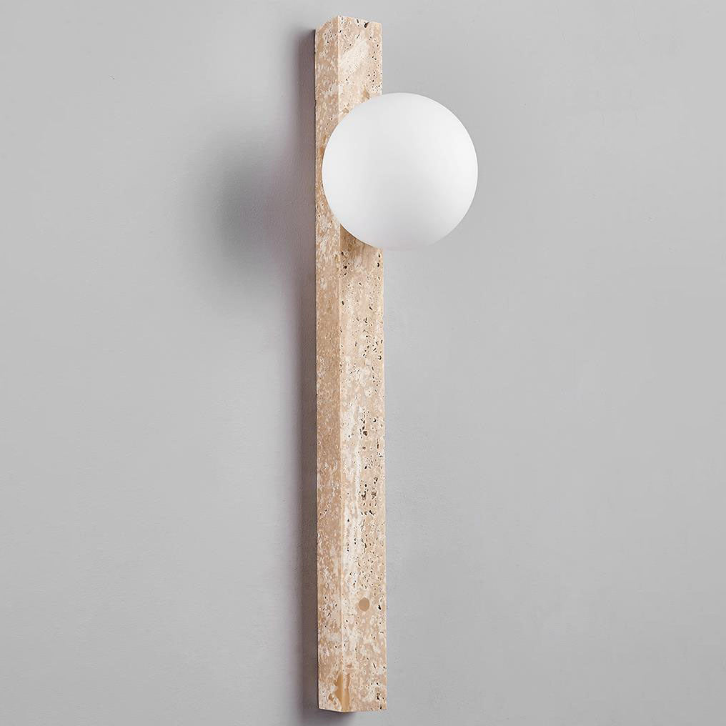 Traditional Japanese Long Strip Yellow Travertine Wall Sconce
