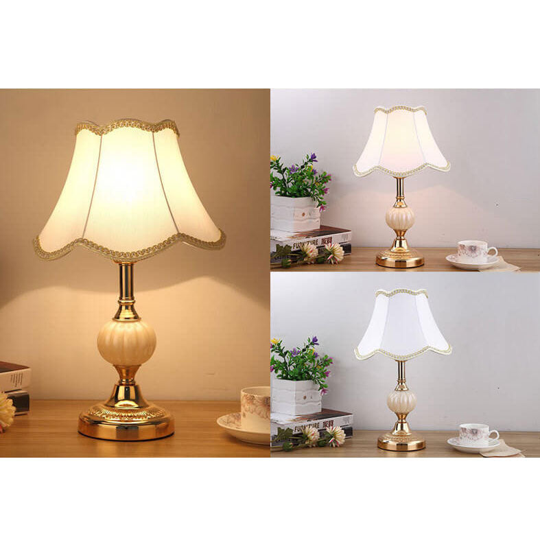 Nordic Vintage Floral Glass & Fabric 1-Light Table Lamp