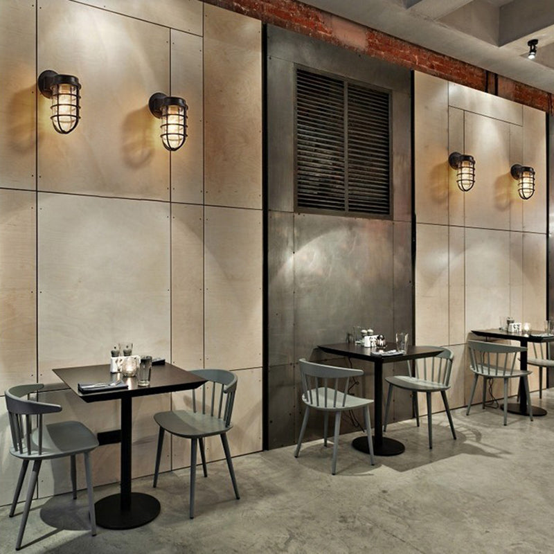 Contemporary Industrial Aluminum Round Cage Wall Sconce