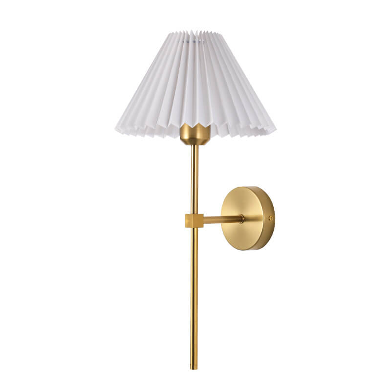Vintage Pleated Fabric Shade Straight Arm Wall Sconce