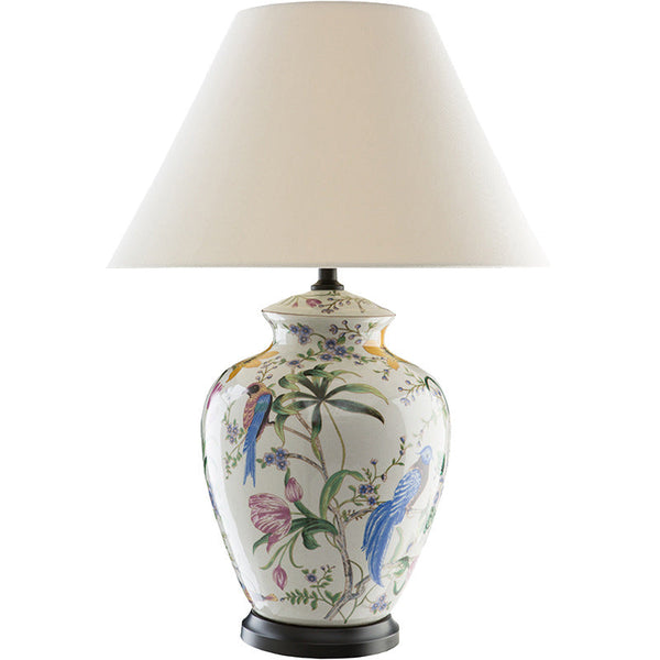 Modern Retro Ceramic Idyllic Flower and Bird Table Lamp