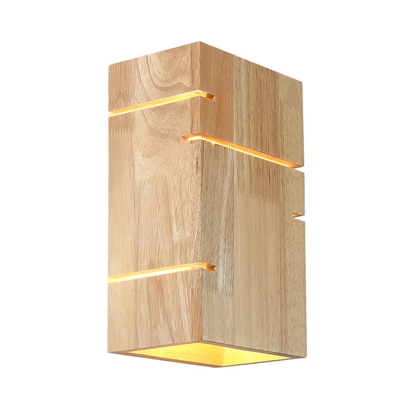 Modern Minimalist Wooden Square 2-Light Wall Sconce