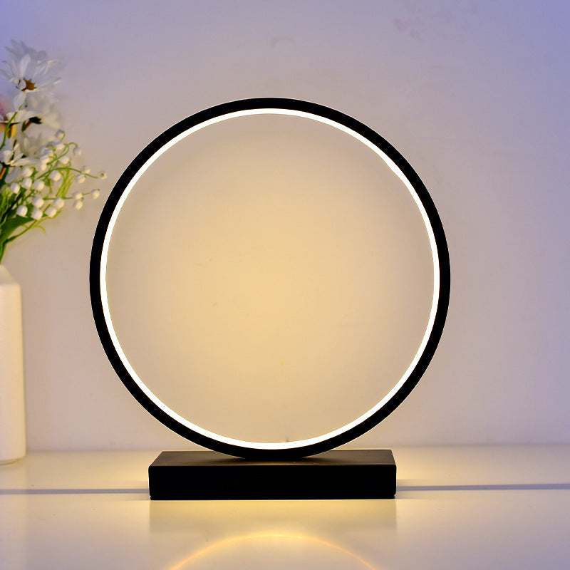 Nordic Iron Acrylic Circle Deer USB Plug-in LED Table Lamp