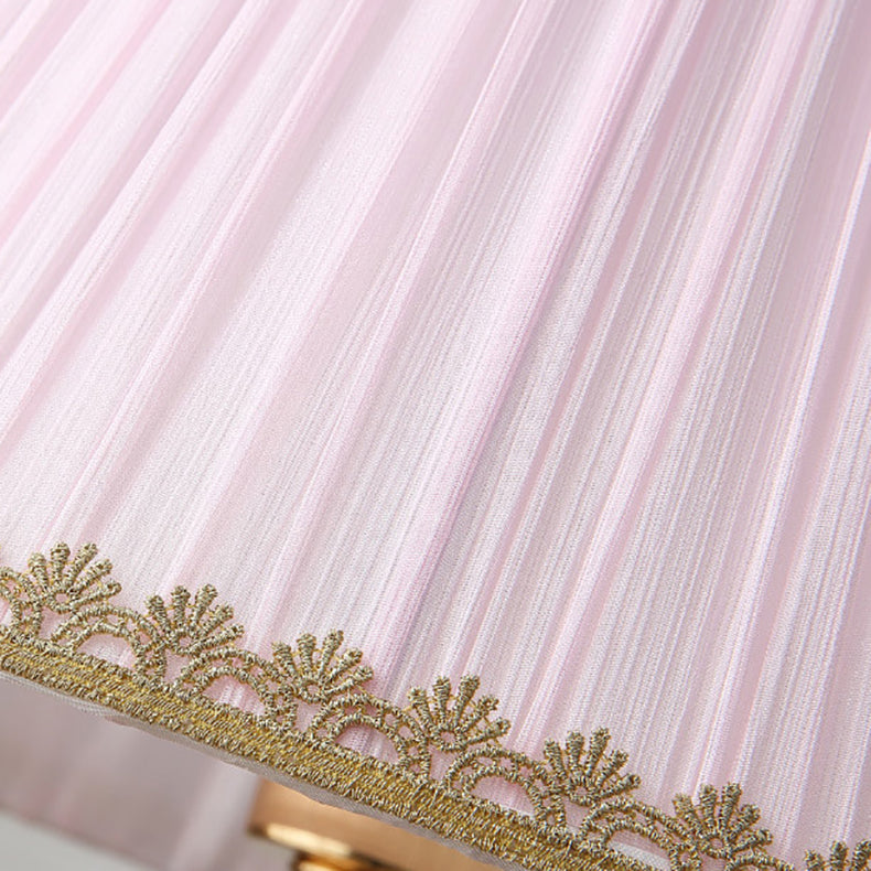 Traditional European Pleated Fabric Shade Ceramic Table Lamp