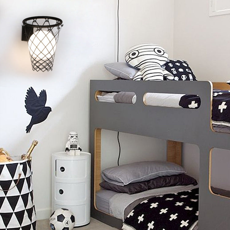 Modern Kids Iron Glass Basketball Hoop Wall Sconce