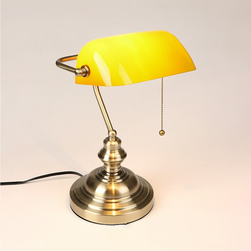 Retro-Colored Glass Table Lamp with Metal Base - Table Lamp