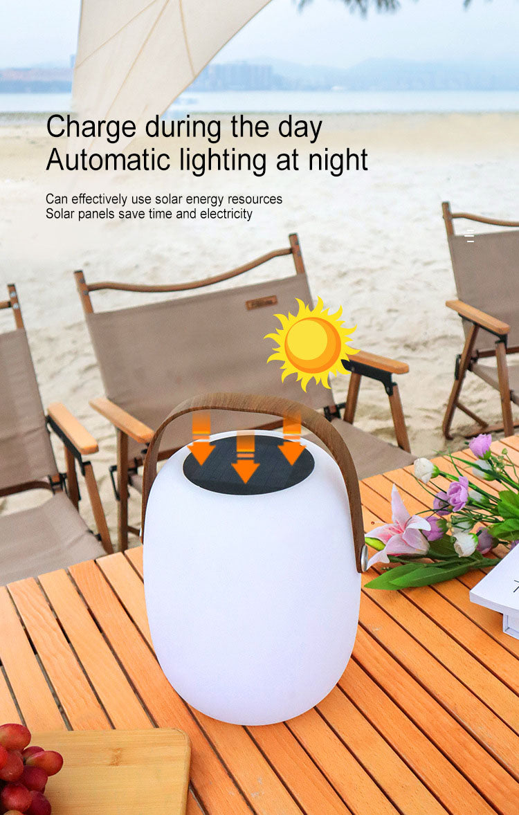Solar PE Portable Basket LED Outdoor Waterproof Table Lamp