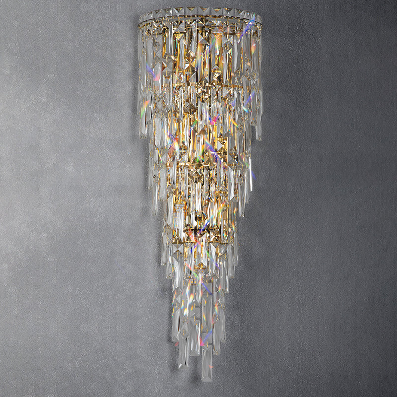 Contemporary Luxury Crystal Tassel Half Post Wall Sconce