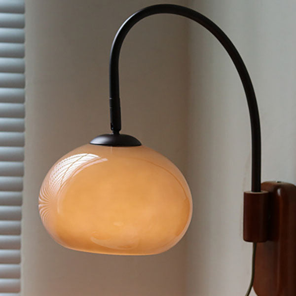 European Minimal Glass Solid Wood 1-Light Wall Sconce