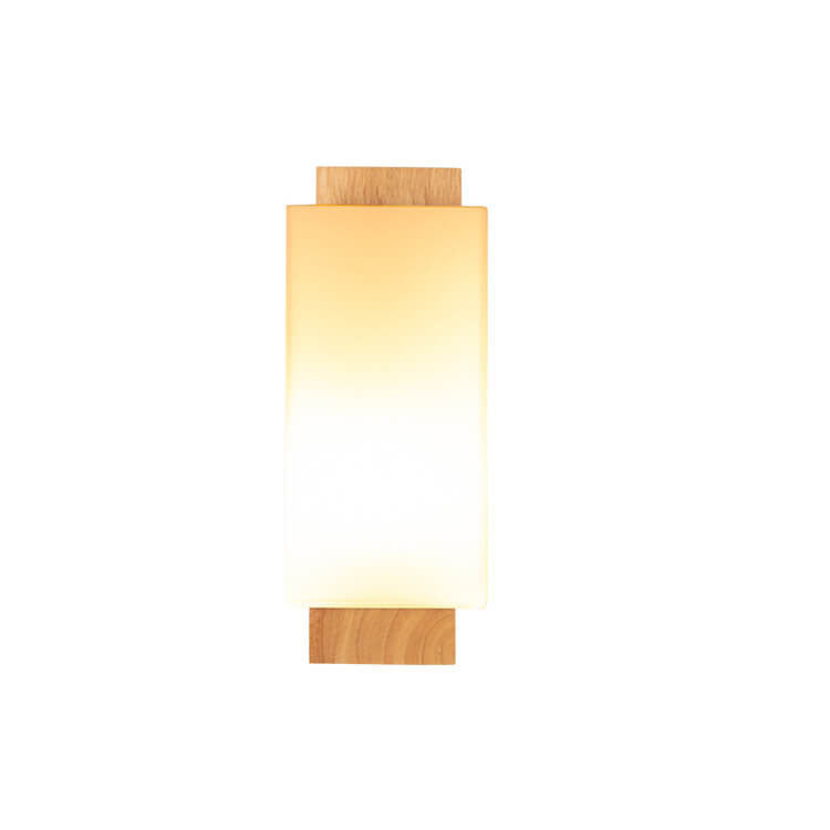 Modern Minimalist Solid Wood Square Glass Column Wall Sconce