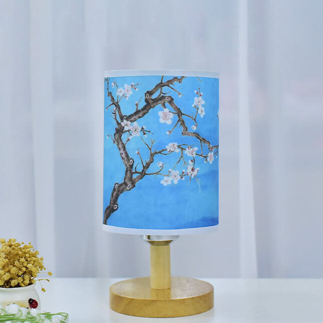 Modern Minimalist Fabric Column Landscape Wood Table Lamp