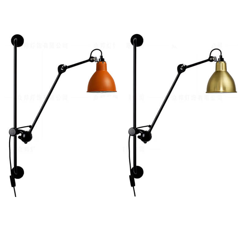 Industrial Vintage Iron Long Pole Swing Arm Wall Sconce