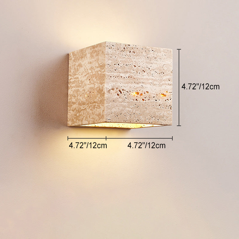 Traditional Japanese Travertine Square Waterproof Wall Light
