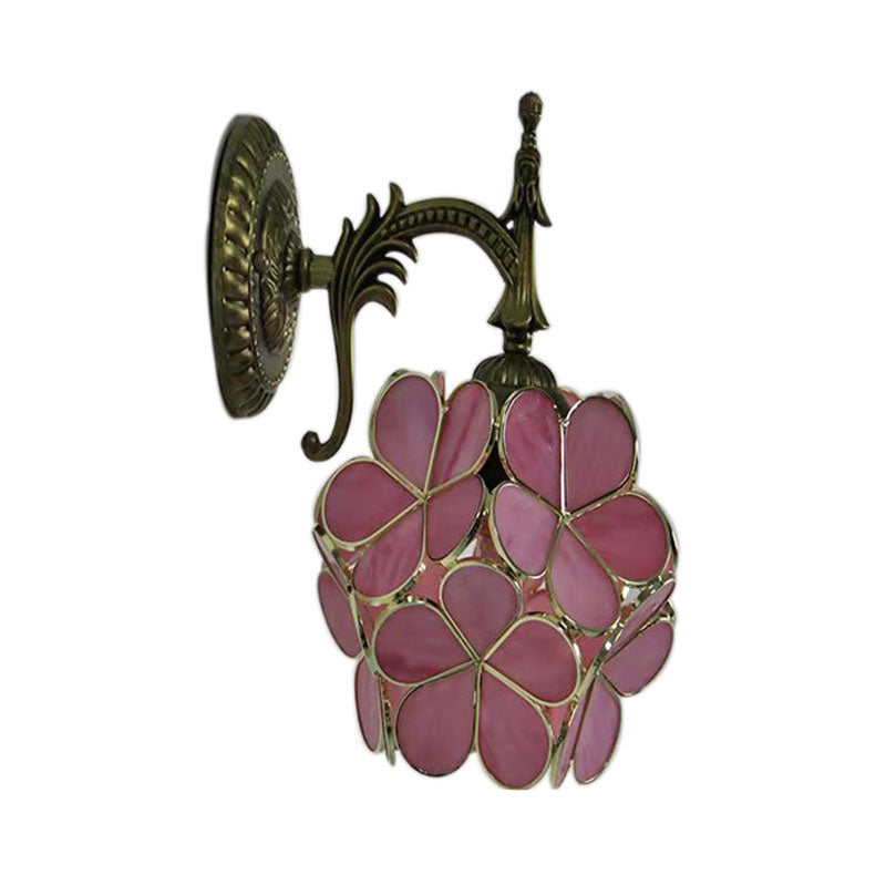 European Vintage Tiffany Flower Shaped Glass Wall Sconce