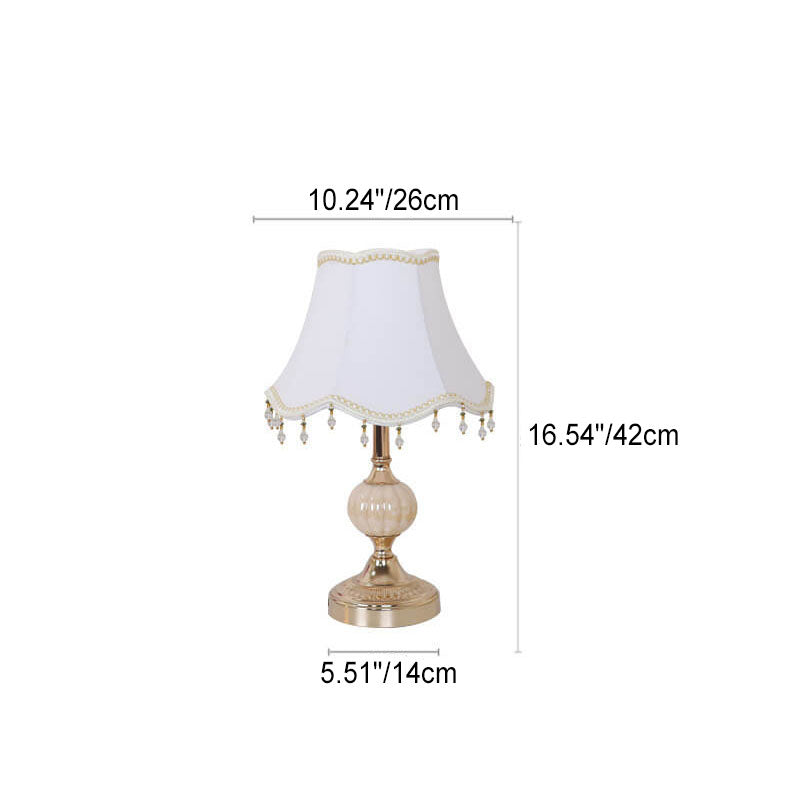 Traditional Vintage Fabric Floral Glass Hardware Table Lamp