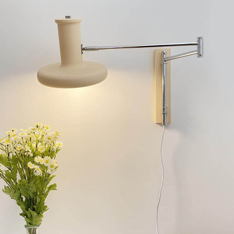 Nordic Minimalist Beige Swing Arm 1-Light Wall Sconce