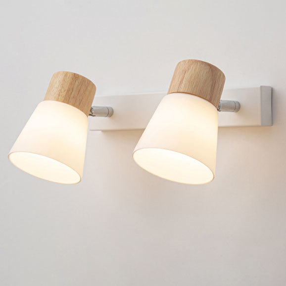 Modern Minimalist Horn Rubber Wood Glass Vanity Wall Sconce