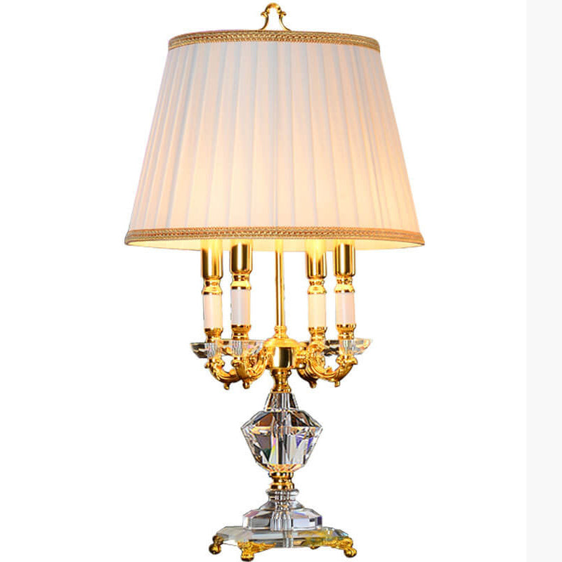 European Luxury Fabric Candle Holder with Crystal Table Lamp