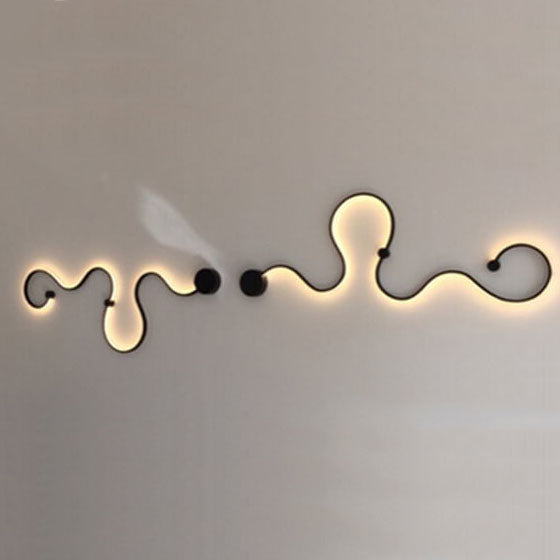 Modern Long Aluminum Snake Shaped Curved Wall Sconce