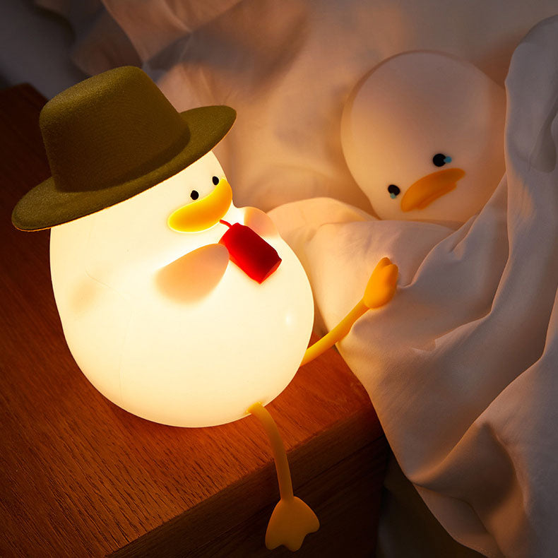 Creative Cartoon Silicone Duck Pat LED Night Table Lamp