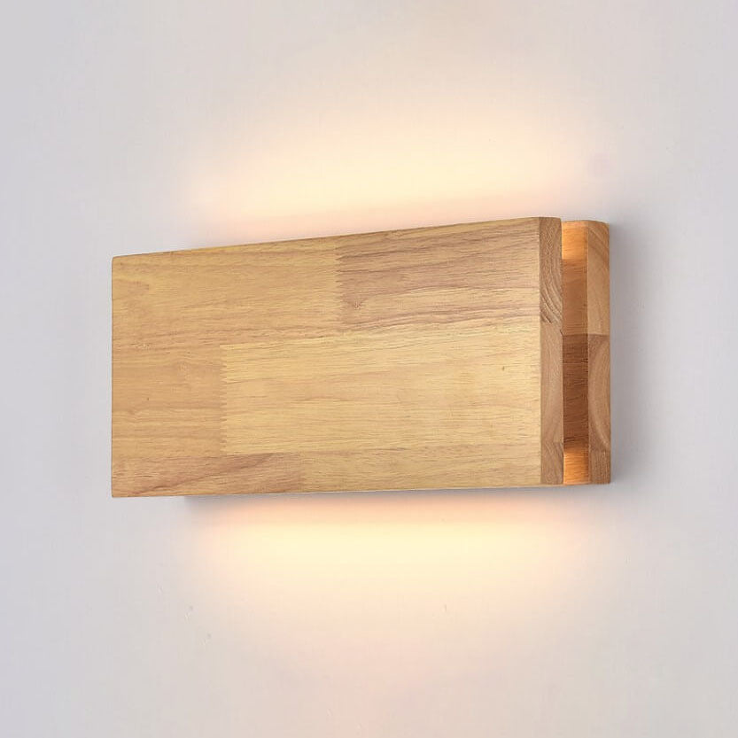 Japanese Wabi-Sabi Log Wood Rectangular LED Wall Sconce