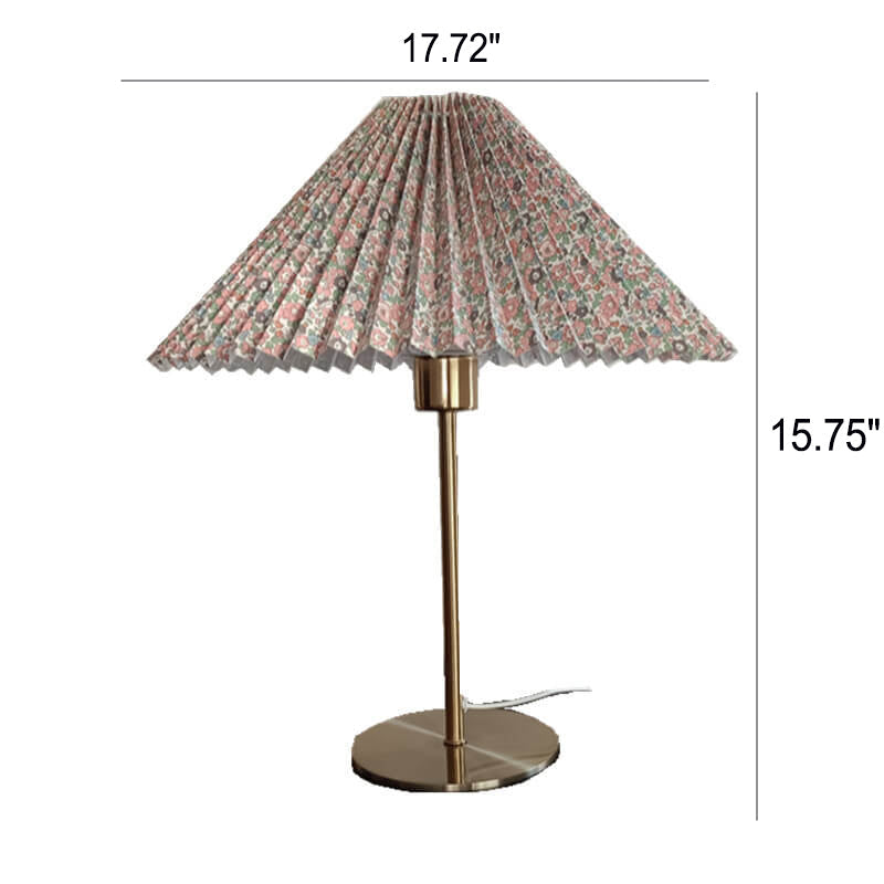 Retro Nostalgic Pleated Cloth Cover Umbrella Table Lamp