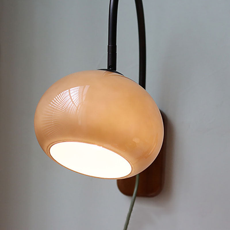 European Minimal Glass Solid Wood 1-Light Wall Sconce