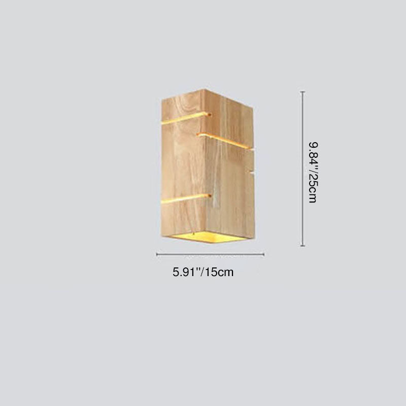 Modern Minimalist Wooden Square 2-Light Wall Sconce