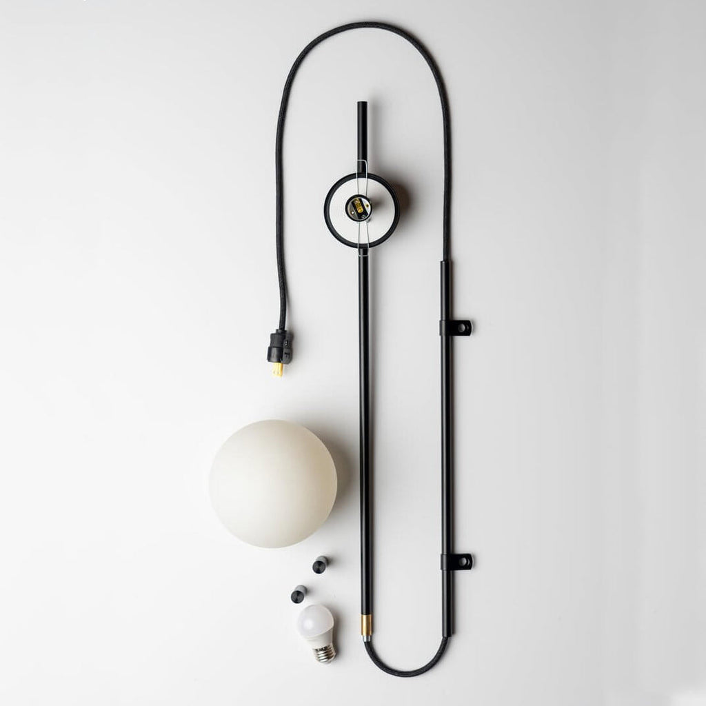 Minimalist Long Pole Glass Globe 1-Light Wall Sconce
