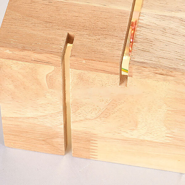Modern Minimalist Wooden Square 2-Light Wall Sconce