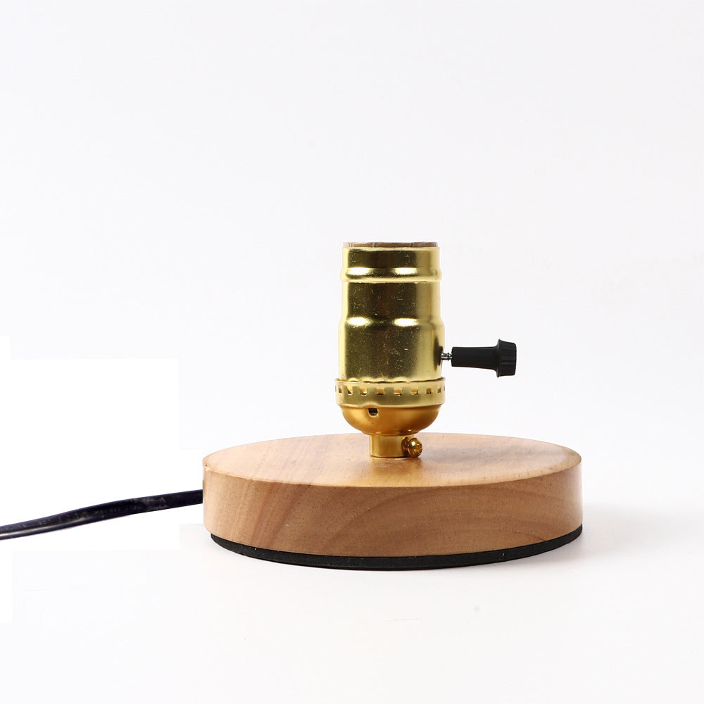 Traditional Vintage Glass Solid Wood Base 1-Light Table Lamp