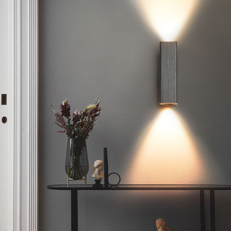 Nordic Minimalist Brushed Aluminum Rectangular Wall Sconce
