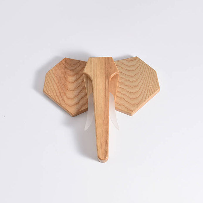 Nordic Creative Solid Wood Elephant Shape LED Wall Sconce