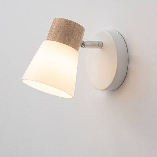 Modern Minimalist Horn Rubber Wood Glass Vanity Wall Sconce