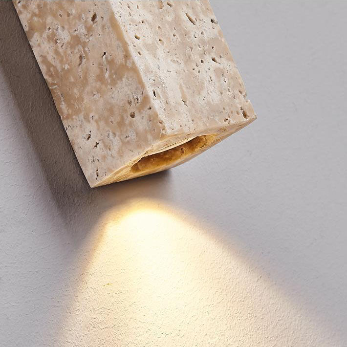 Traditional Japanese Long Strip Yellow Travertine Wall Sconce