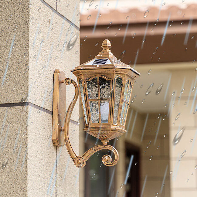 Traditional European Solar Outdoor Lantern Glass Wall Sconce