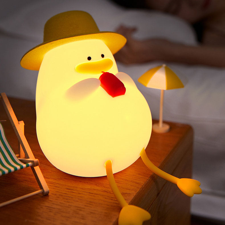 Creative Cartoon Silicone Duck Pat LED Night Table Lamp