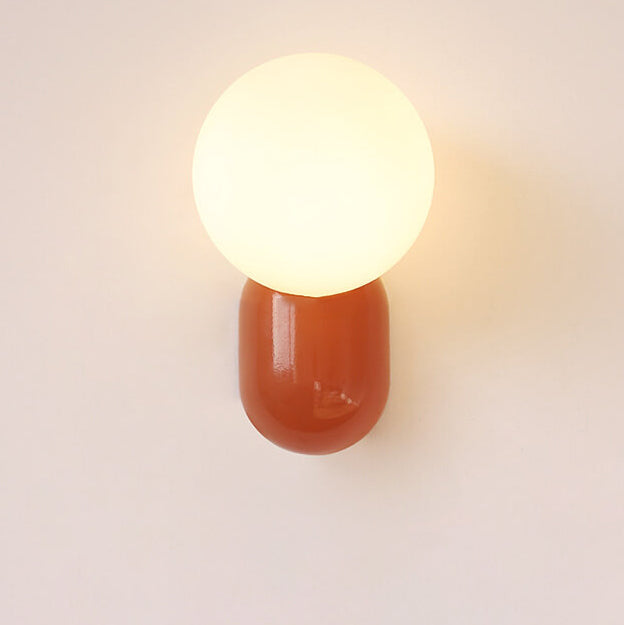 Macaron Cream Style Resin Glass Ball 1-Light Wall Sconce