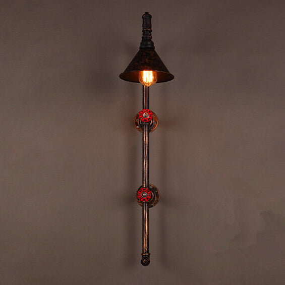 Retro Industrial Iron Water Pipe Faucet Design Wall Sconce