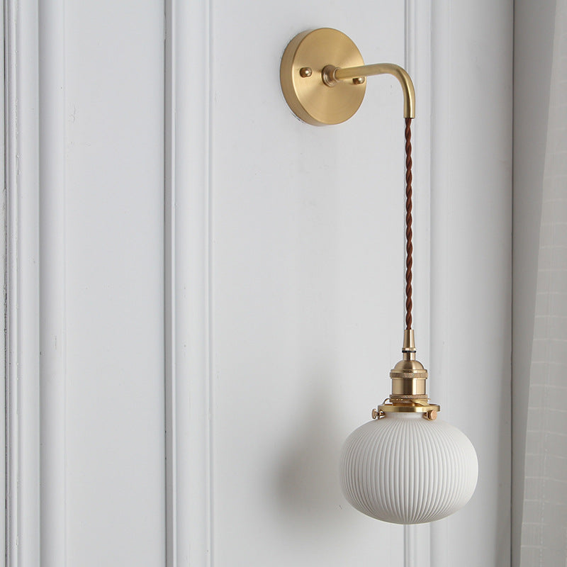 Japanese Retro Minimalist Cylinder Oval Brass Wall Sconce