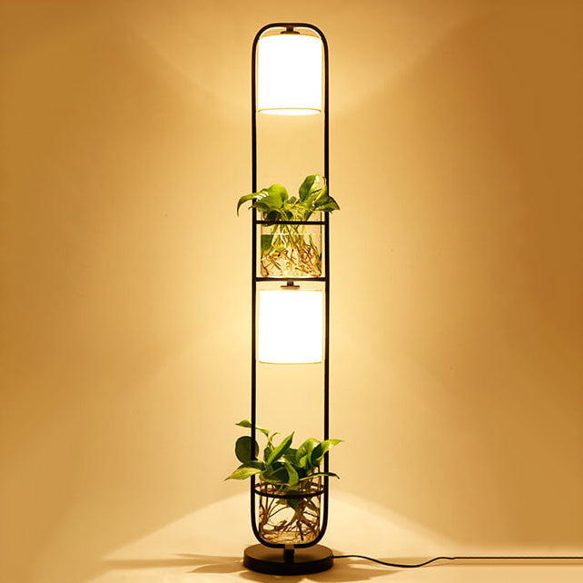 Contemporary Black 2-Light Floor Lamp